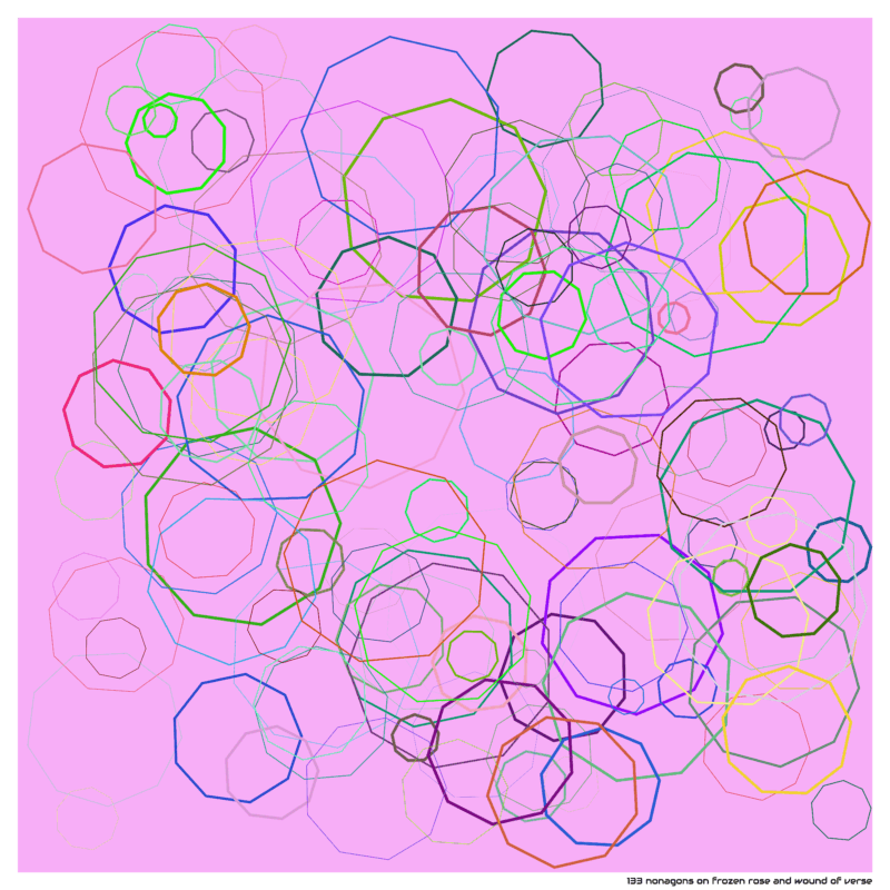 133 nonagons on frozen rose and wound of verse