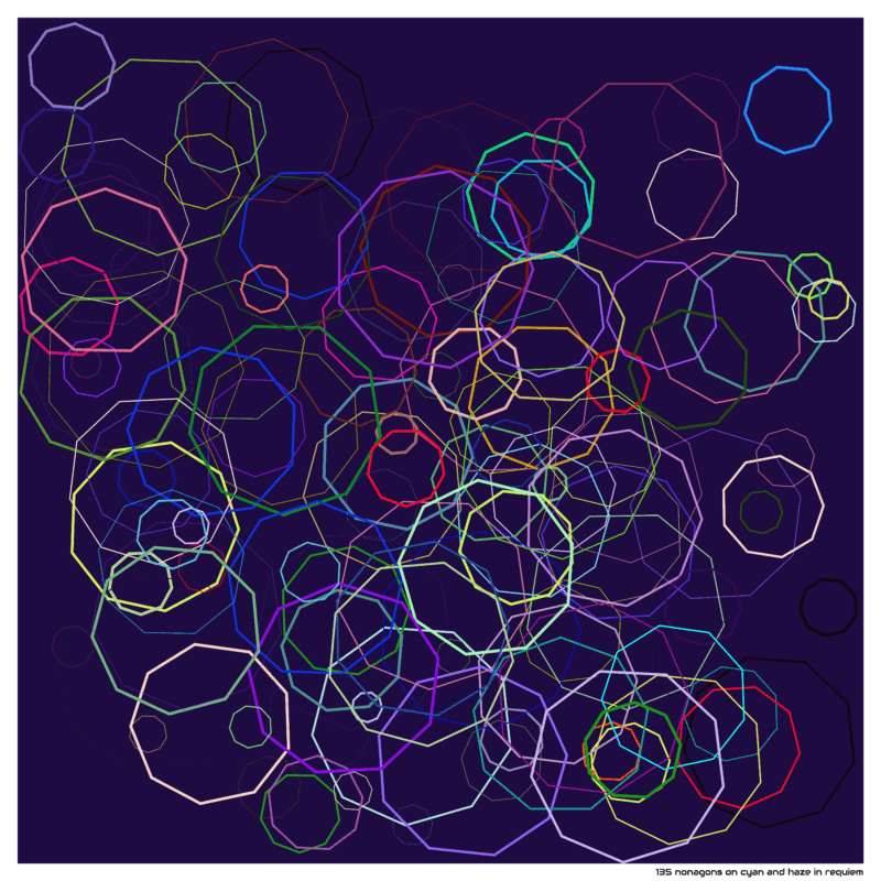 135 nonagons on cyan and haze in requiem