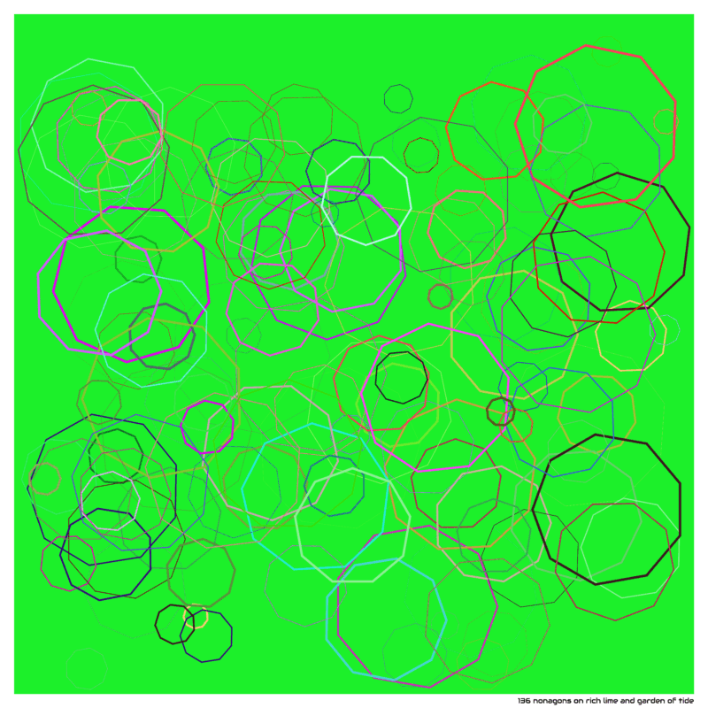136 nonagons on rich lime and garden of tide