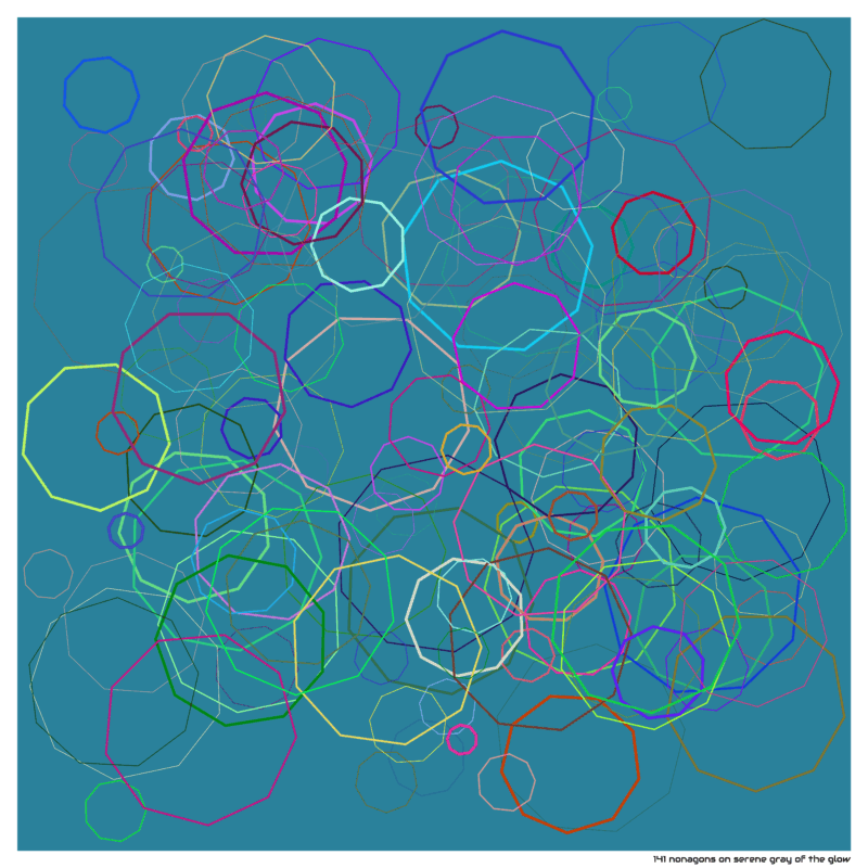 141 nonagons on serene gray of the glow