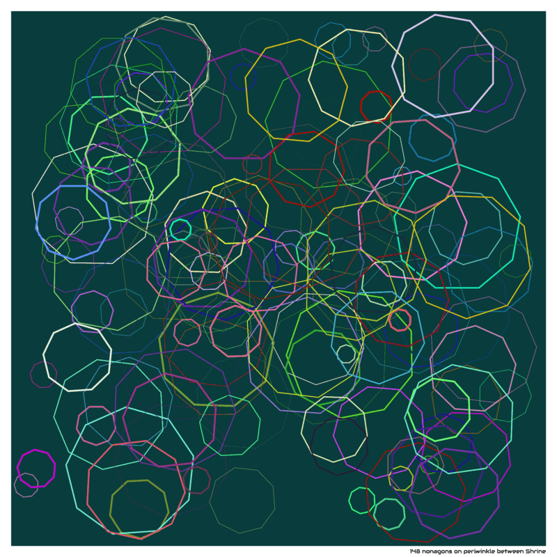 148 nonagons on periwinkle between Shrine