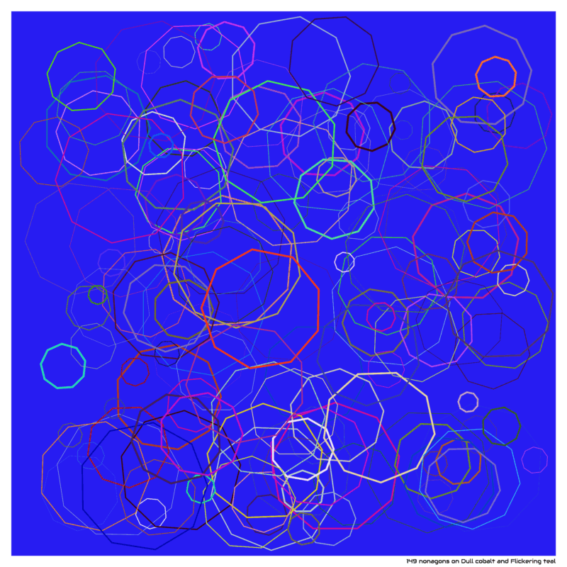 149 nonagons on Dull cobalt and Flickering teal