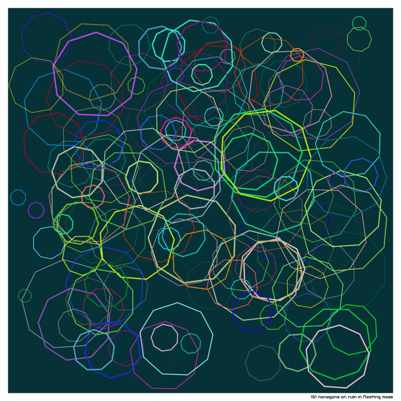 151 nonagons on ruin in fleeting moss