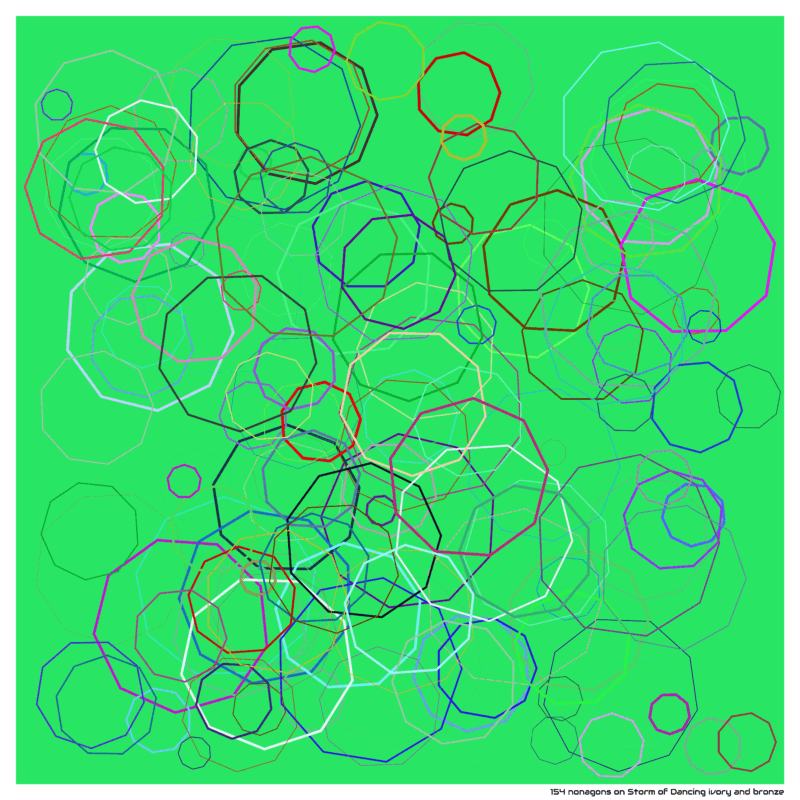 154 nonagons on Storm of Dancing ivory and bronze