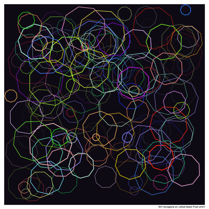 154 nonagons on veiled black from whirl