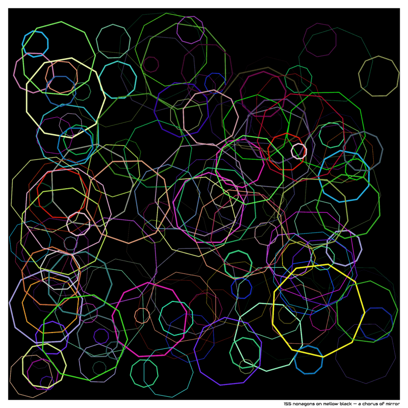 155 nonagons on mellow black — a chorus of mirror