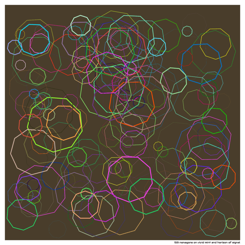 159 nonagons on vivid mint and horizon of signal