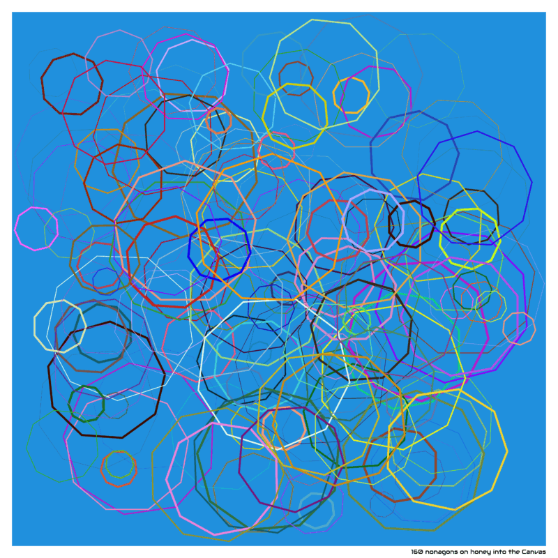 160 nonagons on honey into the Canvas