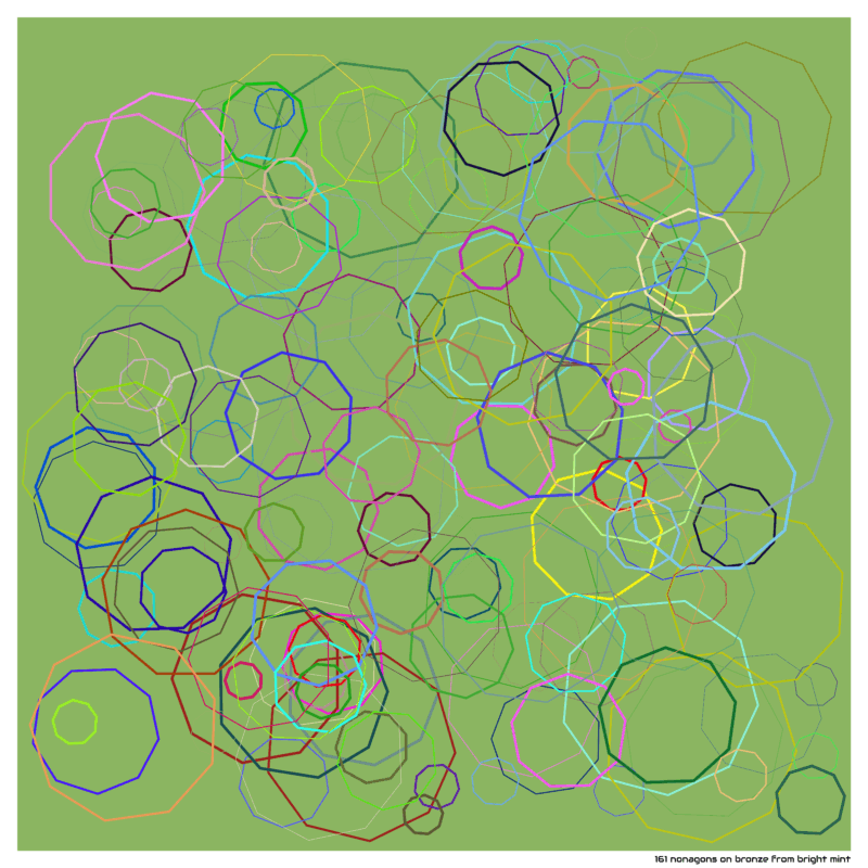 161 nonagons on bronze from bright mint