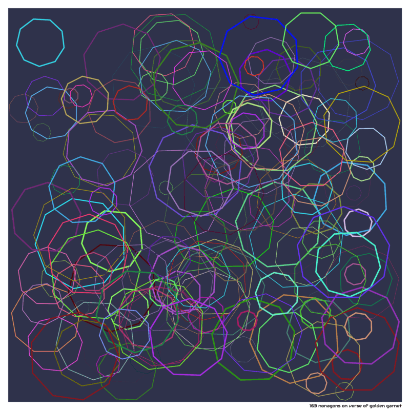 163 nonagons on verse of golden garnet