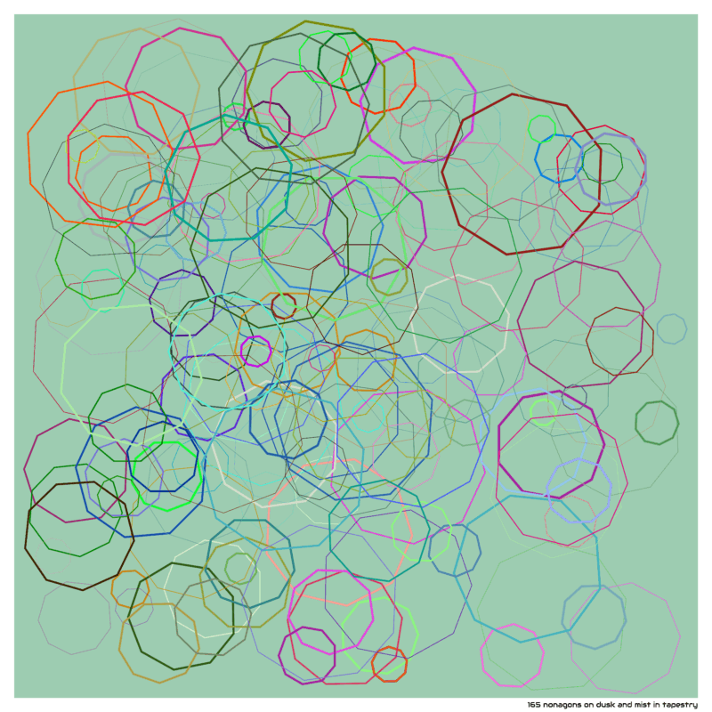 165 nonagons on dusk and mist in tapestry