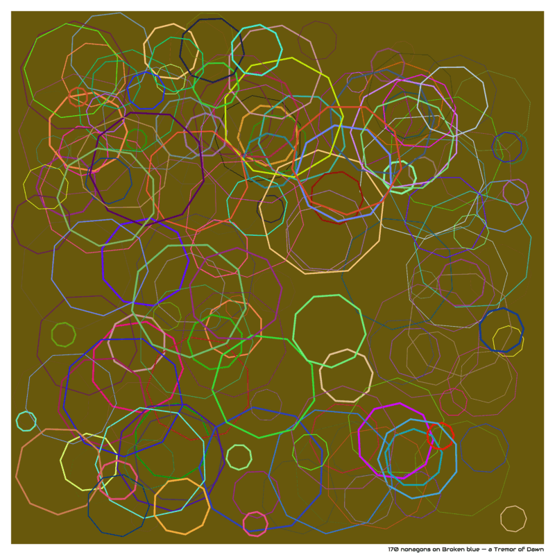 170 nonagons on Broken blue — a Tremor of Dawn