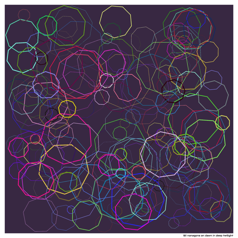 181 nonagons on dawn in deep twilight