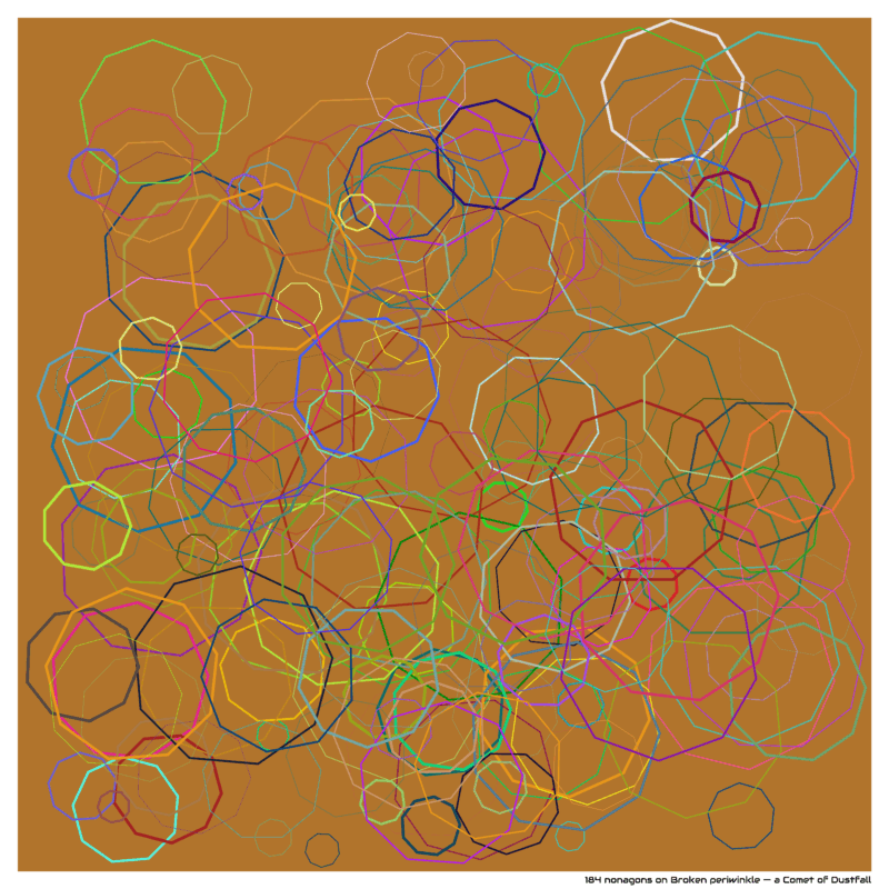 184 nonagons on Broken periwinkle — a Comet of Dustfall