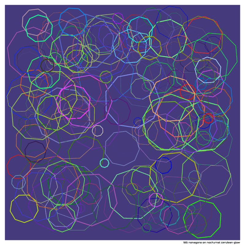 185 nonagons on nocturnal cerulean glow