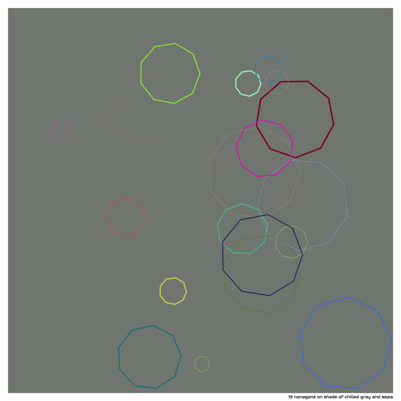 19 nonagons on shade of chilled gray and sepia
