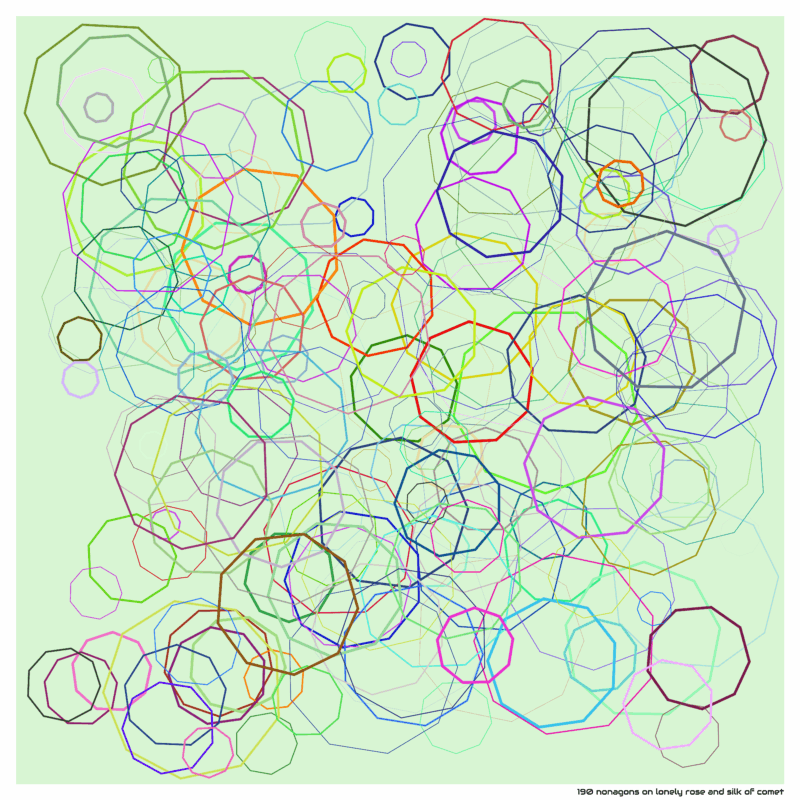 190 nonagons on lonely rose and silk of comet