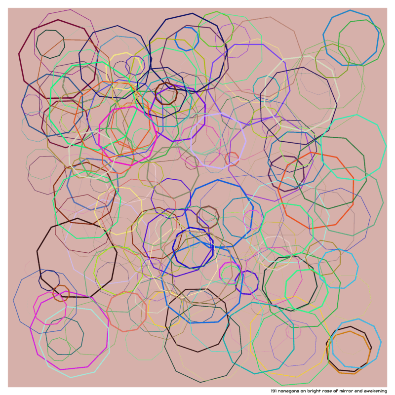 191 nonagons on bright rose of mirror and awakening