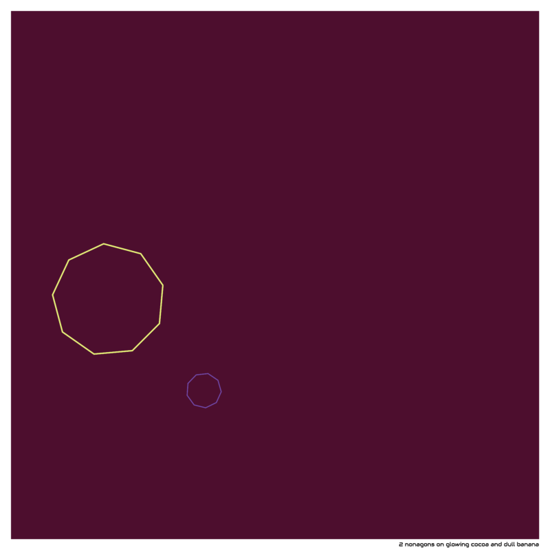 2 nonagons on glowing cocoa and dull banana
