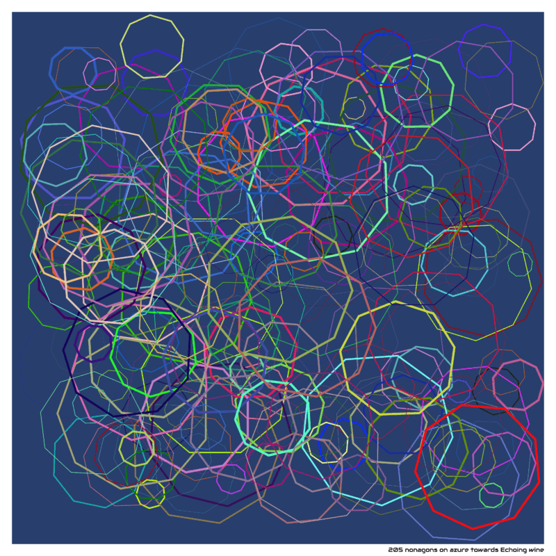 205 nonagons on azure towards Echoing wine