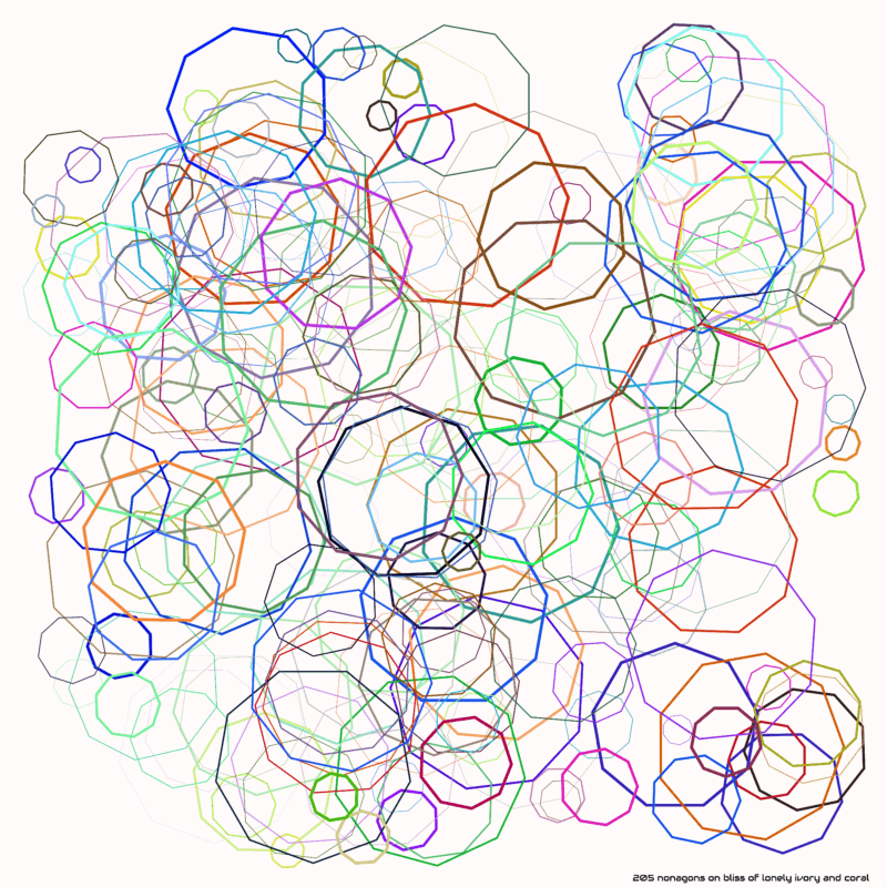 205 nonagons on bliss of lonely ivory and coral