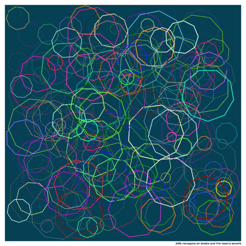 205 nonagons on smoke and the moon’s sonata