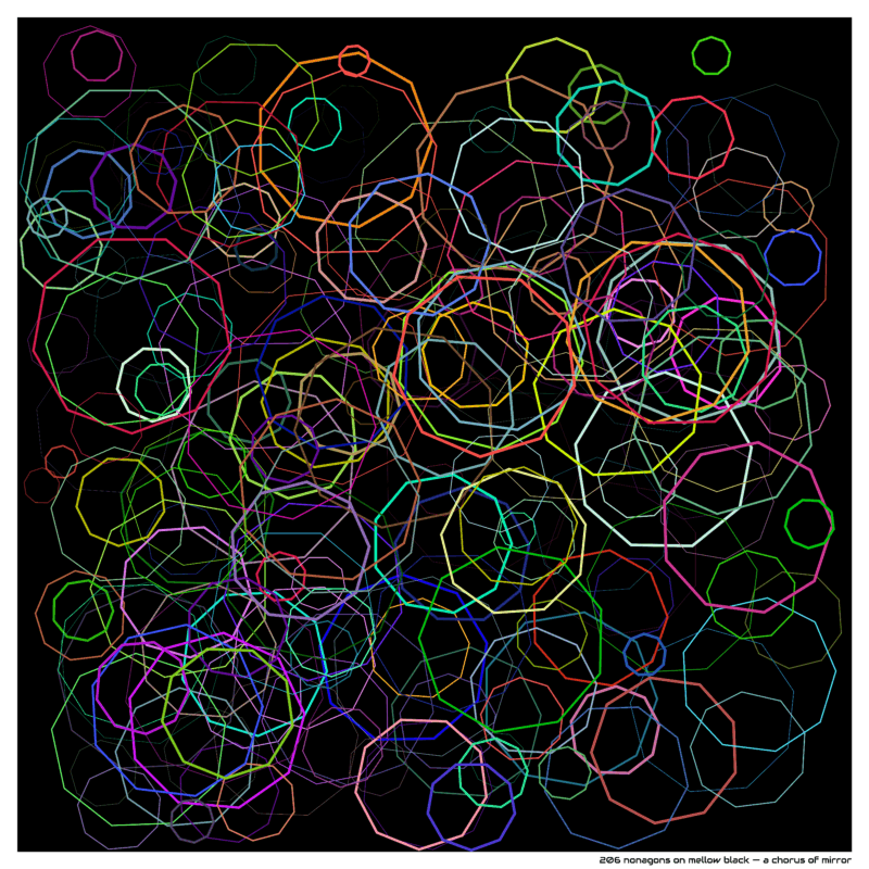 206 nonagons on mellow black — a chorus of mirror