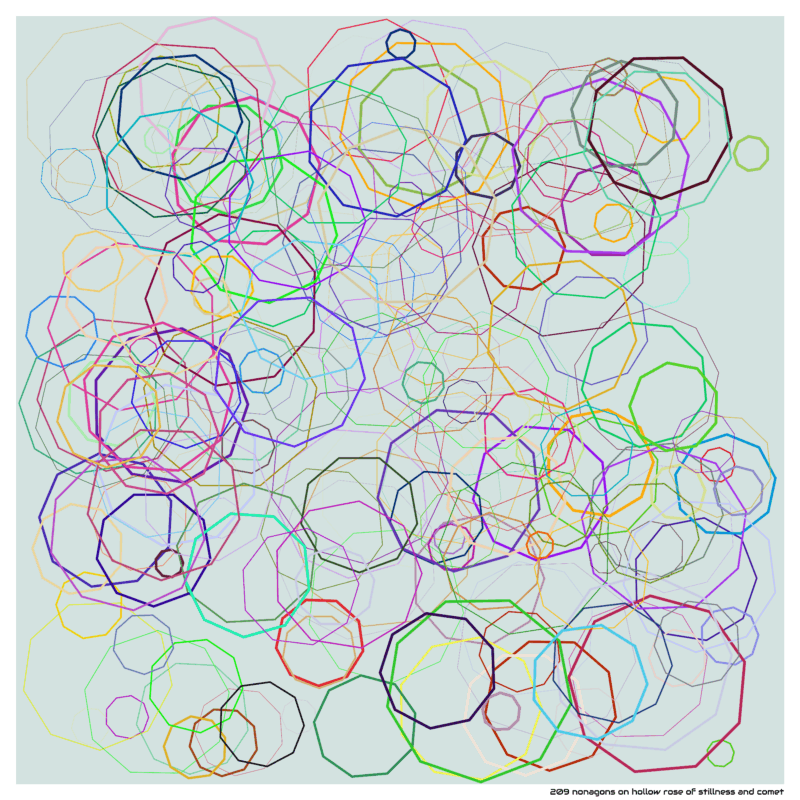209 nonagons on hollow rose of stillness and comet