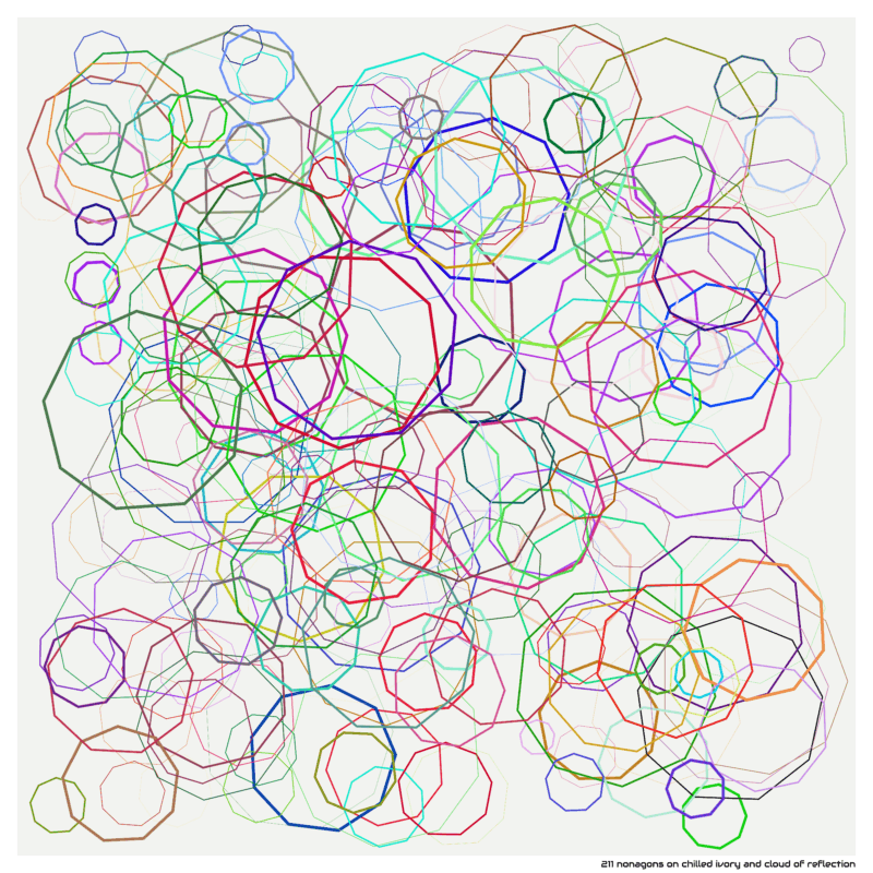 211 nonagons on chilled ivory and cloud of reflection