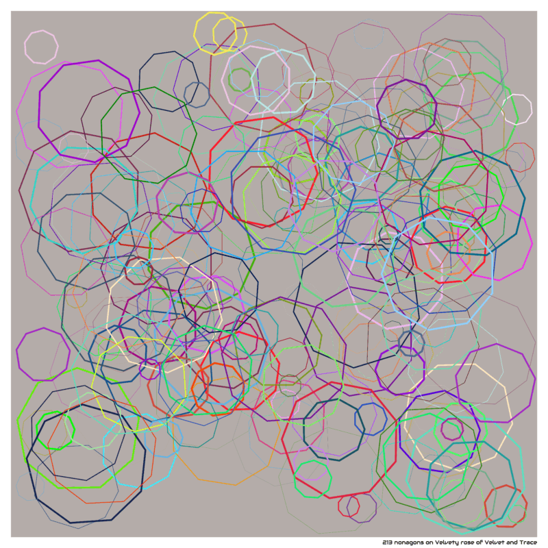 213 nonagons on Velvety rose of Velvet and Trace