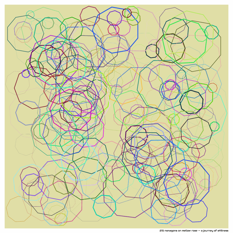 215 nonagons on mellow rose — a journey of stillness
