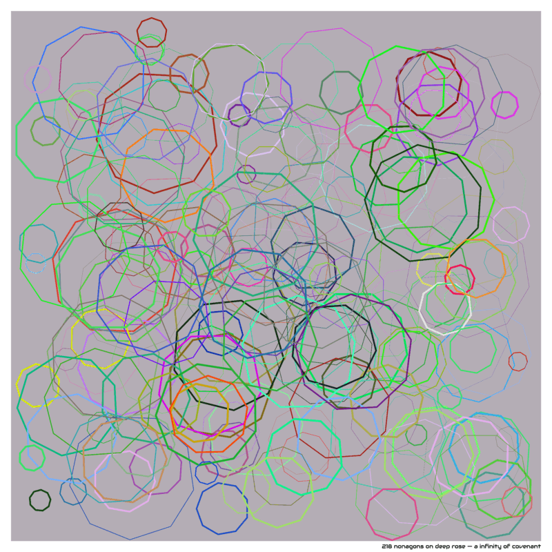 218 nonagons on deep rose — a infinity of covenant