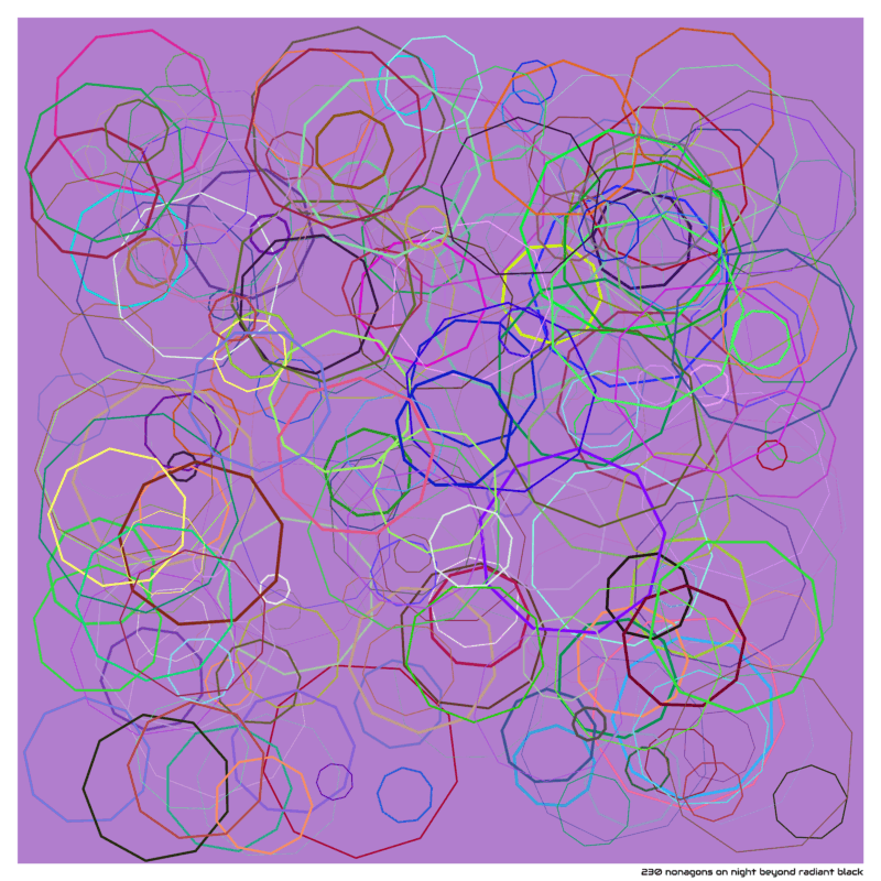 230 nonagons on night beyond radiant black