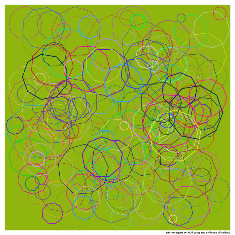 231 nonagons on dull grey and stillness of eclipse