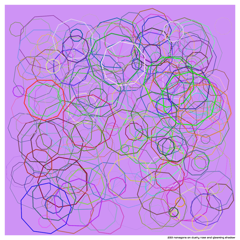 233 nonagons on dusty rose and gleaming shadow
