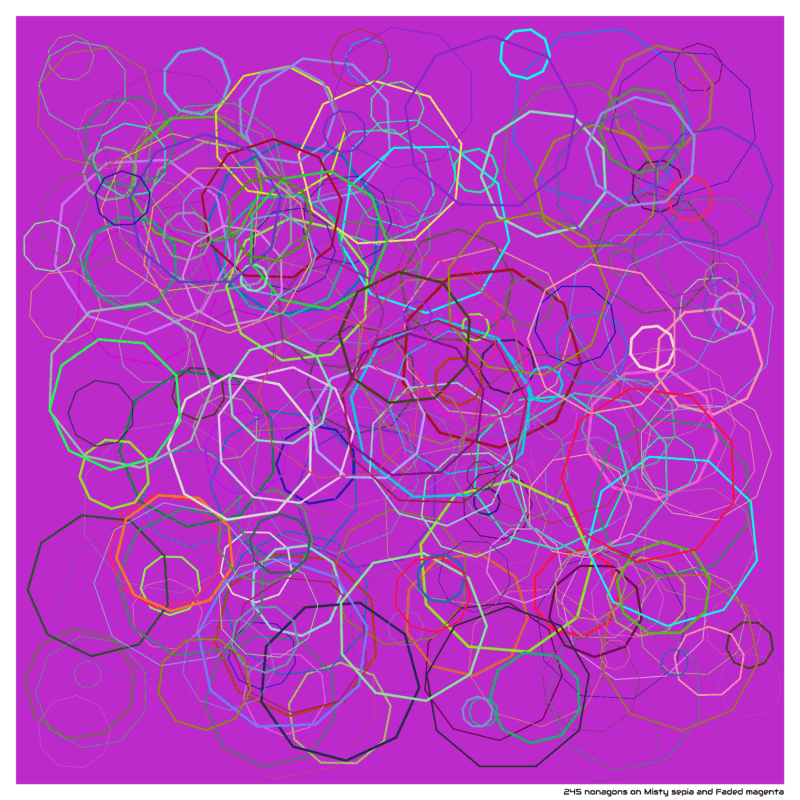 245 nonagons on Misty sepia and Faded magenta