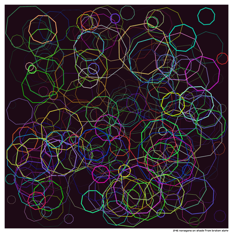 246 nonagons on shade from broken slate