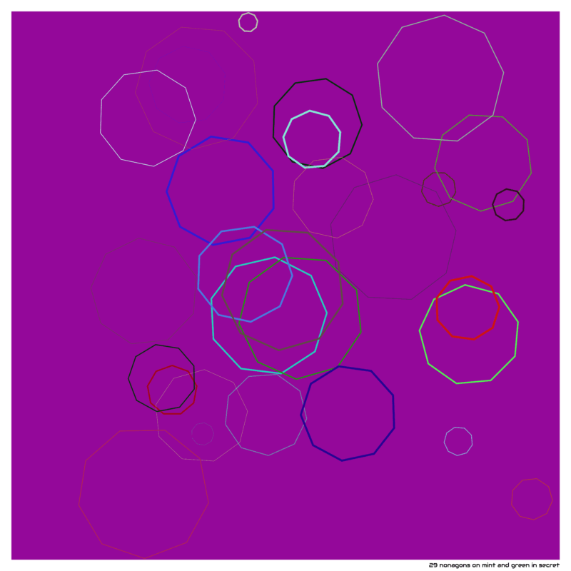 29 nonagons on mint and green in secret