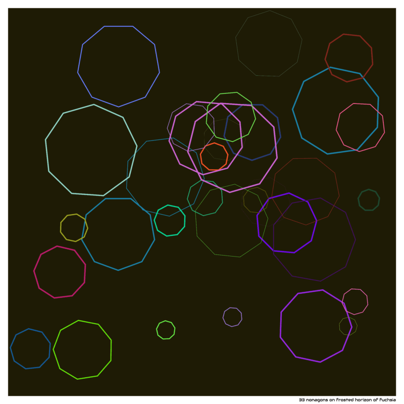 33 nonagons on frosted horizon of fuchsia