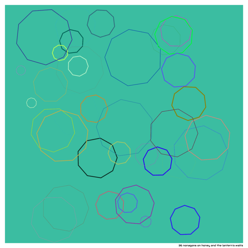 36 nonagons on honey and the lantern’s waltz