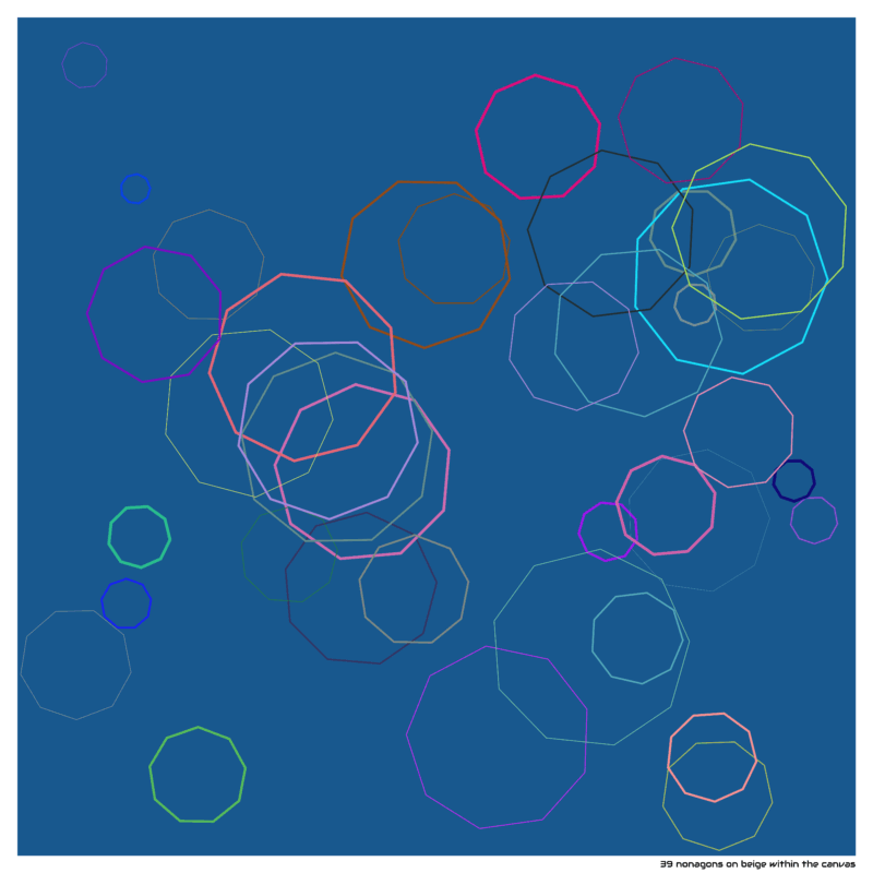 39 nonagons on beige within the canvas