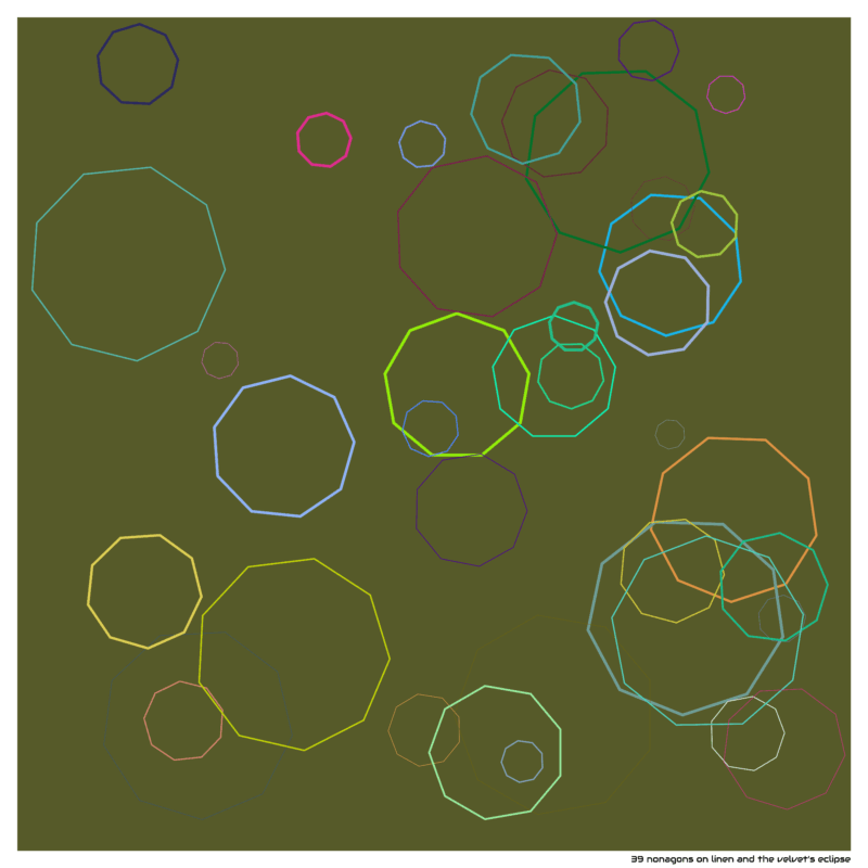 39 nonagons on linen and the velvet’s eclipse