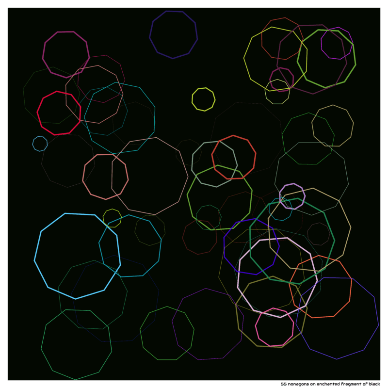 55 nonagons on enchanted fragment of black