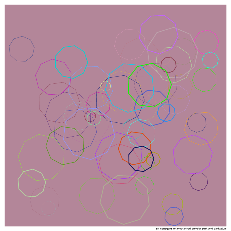 57 nonagons on enchanted powder pink and dark plum