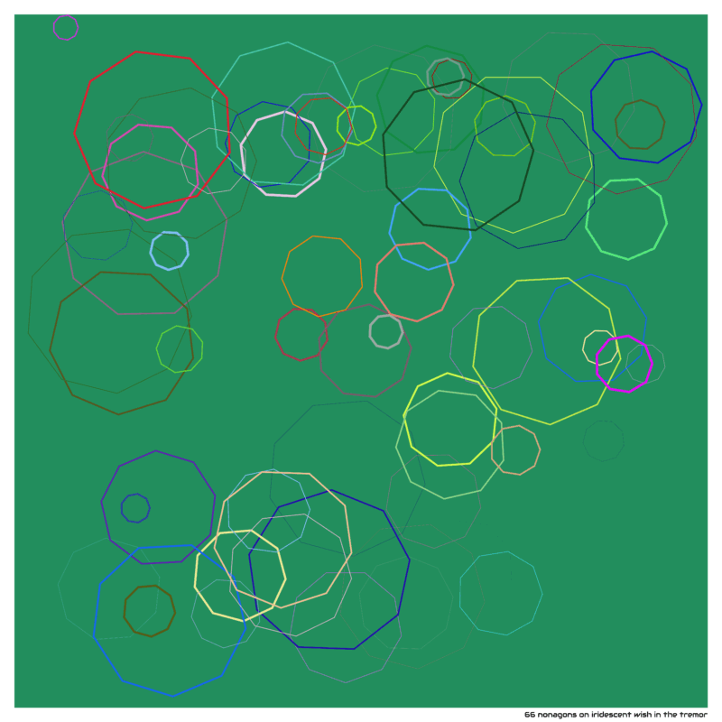 66 nonagons on iridescent wish in the tremor