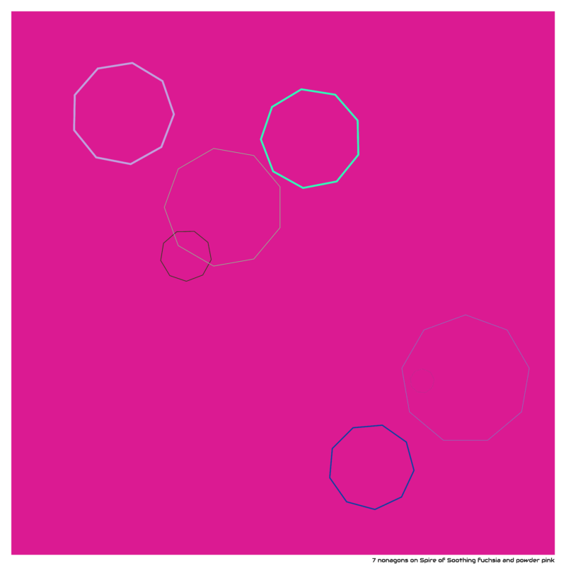 7 nonagons on Spire of Soothing fuchsia and powder pink