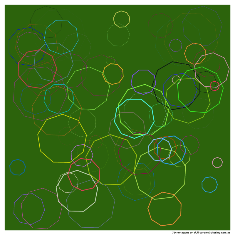 70 nonagons on dull caramel chasing canvas
