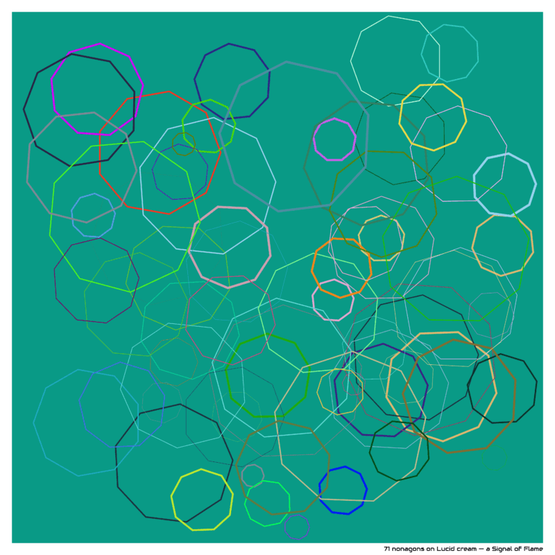 71 nonagons on Lucid cream — a Signal of Flame