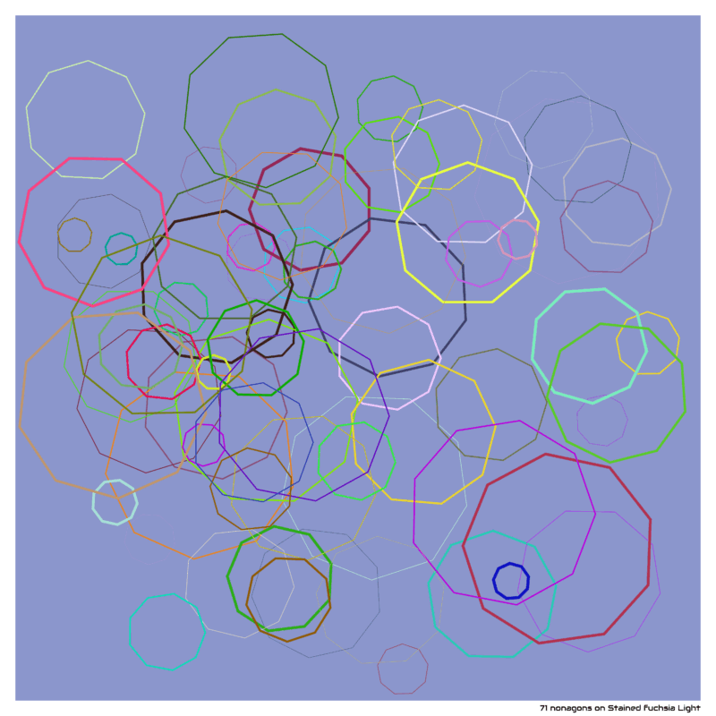 71 nonagons on Stained fuchsia Light