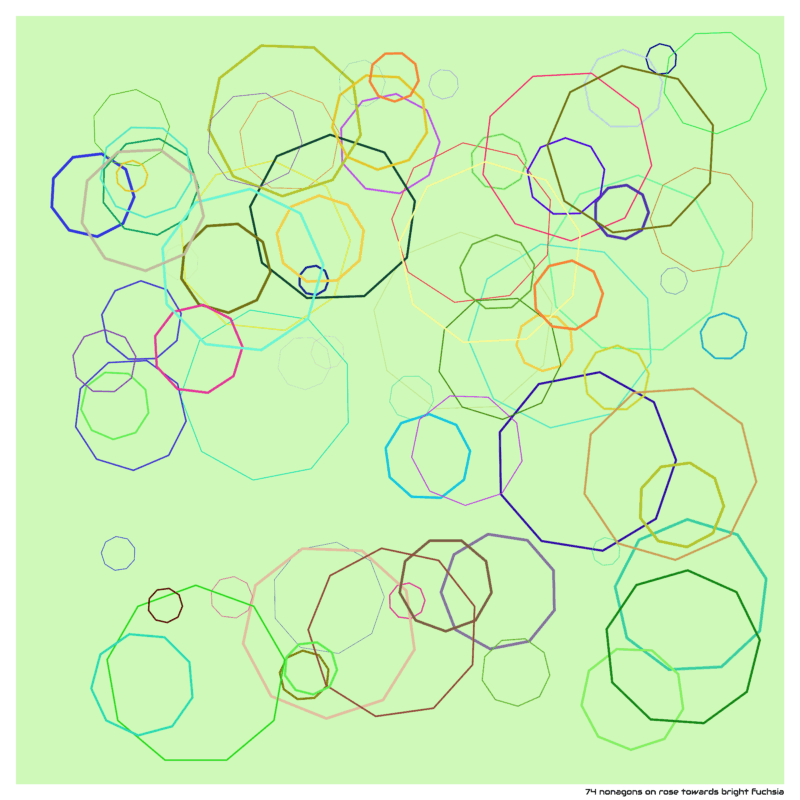 74 nonagons on rose towards bright fuchsia